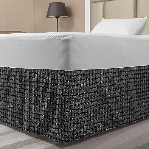 Lunarable Geometrical Elastic Bed Skirt - Charcoal Grey and White