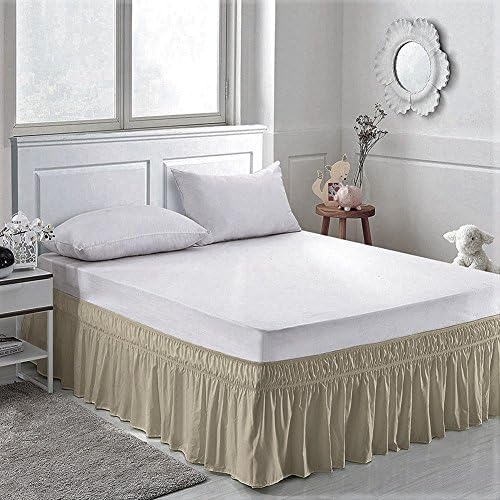 Amuze Bedding Easy Fit Elastic Bed Skirt - Taupe Queen 21 Inches