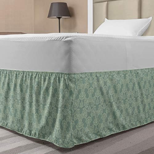 Lunarable Floral Bedskirt - TwinTwin XL Sage Green