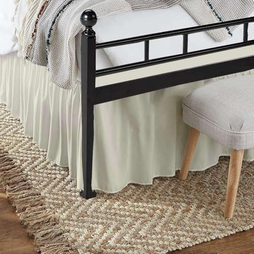 Sleepwell Ivory Ruffled Bed Skirt 18 Inch Drop Full Size