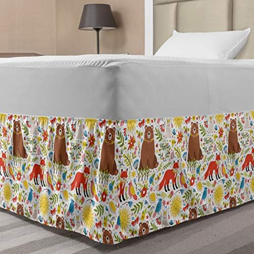 Lunarable Forest Bed Skirt with Multicolor Doodle