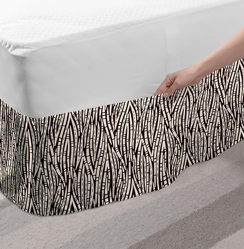 Lunarable Tribal Elastic Bed Skirt Seal Brown and Ivory