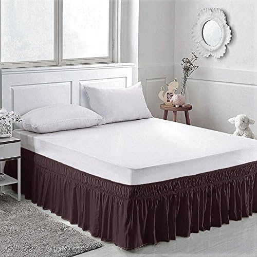 Elastic Wrap Around Ruffled Bed Skirt with Hidden Storage