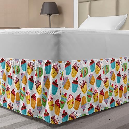 Lunarable Cupcake Bed Skirt - Multicolor TwinTwin XL