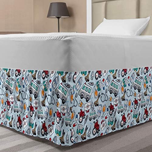 Lunarable Nurse Bed Skirt with Doctor Pattern