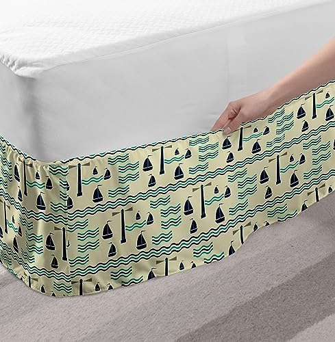 Lunarable Nautical Bed Skirt with Lighthouse Print 1