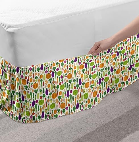 Lunarable Vegetarian Elastic Bed Skirt Multicolor TwinTwin XL