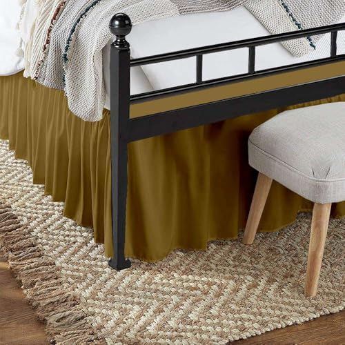 Sleepwell Taupe Solid Ruffled Bed Skirt for King Size