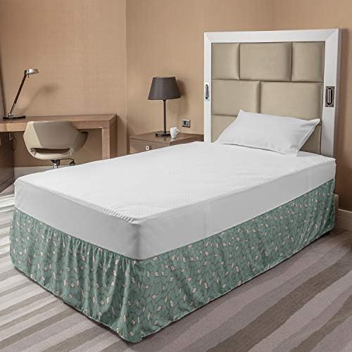 Lunarable Pastel Bed Skirt with Cactus Pattern 1