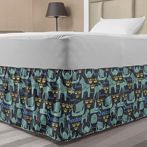 Lunarable Swedish Bed Skirt with Horse Pattern