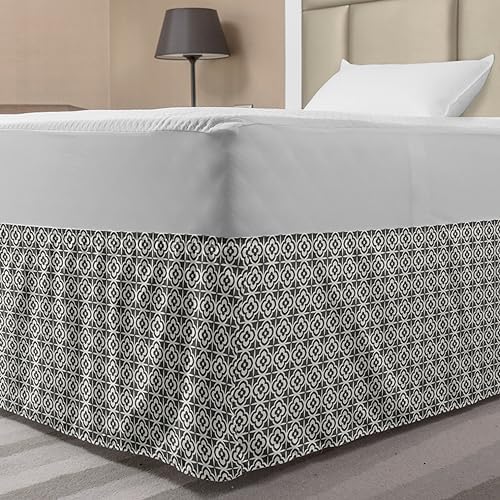 Lunarable Retro Bedskirt with Grey Coconut Design