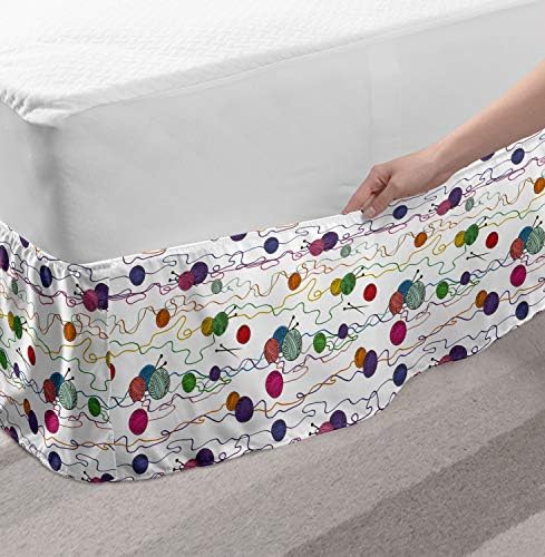 Ambesonne Colorful Bedskirt with Elastic Wrap