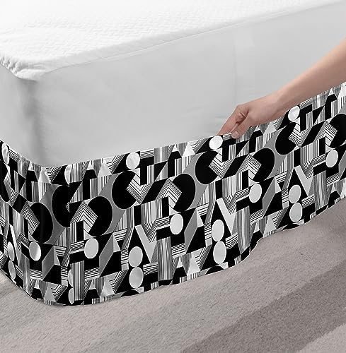 Lunarable Modern Bed Skirt - Charcoal Grey White