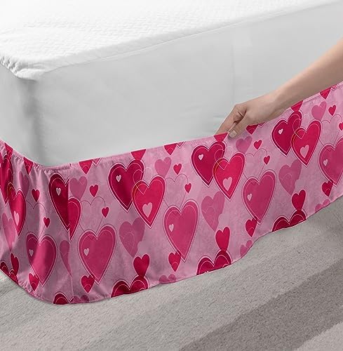 Lunarable Valentines Day Bedskirt - Pale Pink Magenta