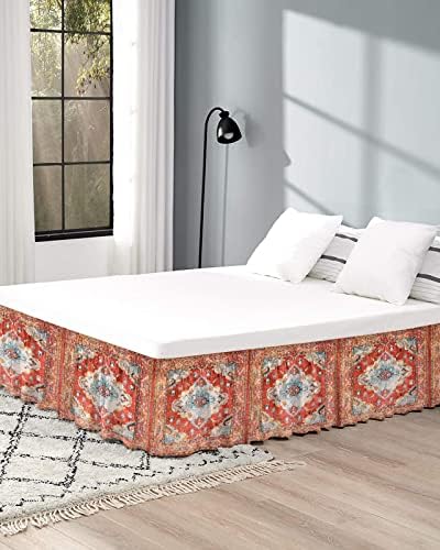RisQiten Red Boho Queen Bed Skirt 16 Inch Drop