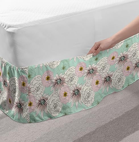 Lunarable Floral Elastic Bed Skirt for TwinTwin XL 1