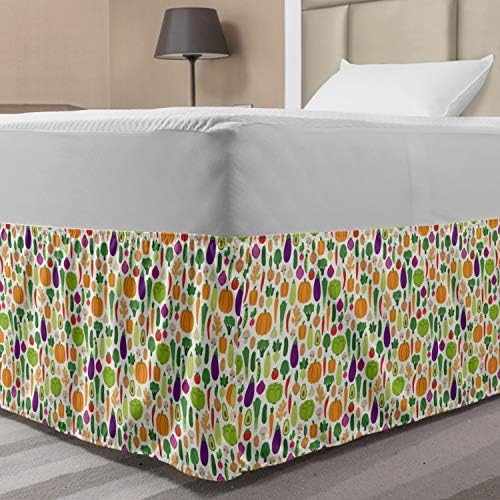 Lunarable Vegetarian Elastic Bed Skirt Multicolor TwinTwin XL