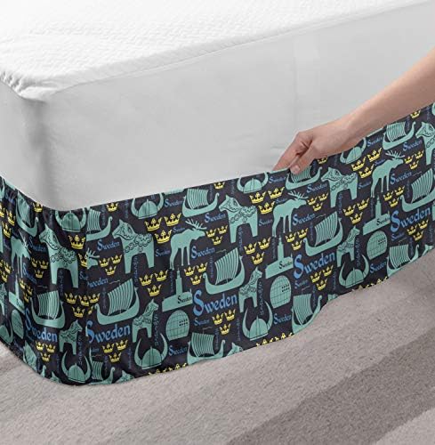Lunarable Swedish Bed Skirt with Horse Pattern