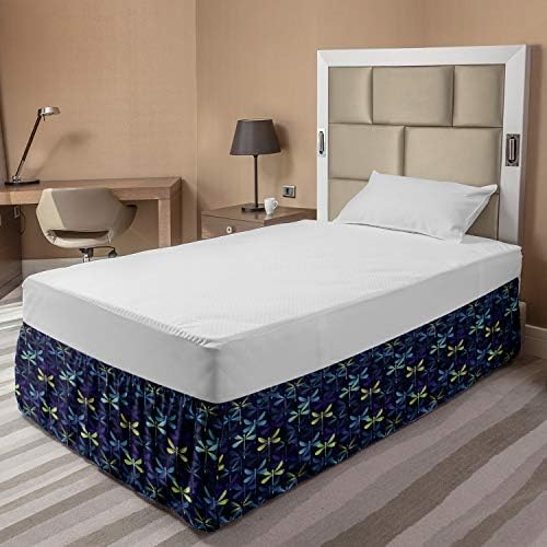 Lunarable Dragonfly Bedskirt - Indigo Multicolor Design