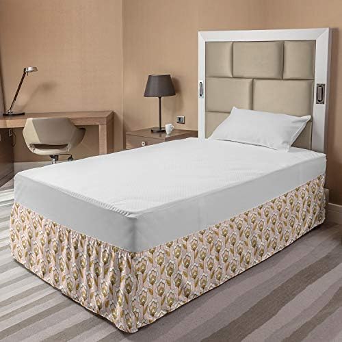 Lunarable Mid Century Elastic Bed Skirt with Flower Design