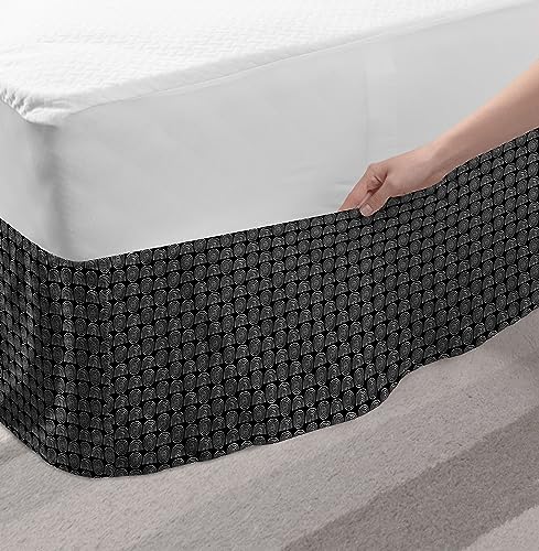 Lunarable Geometrical Elastic Bed Skirt - Charcoal Grey and White