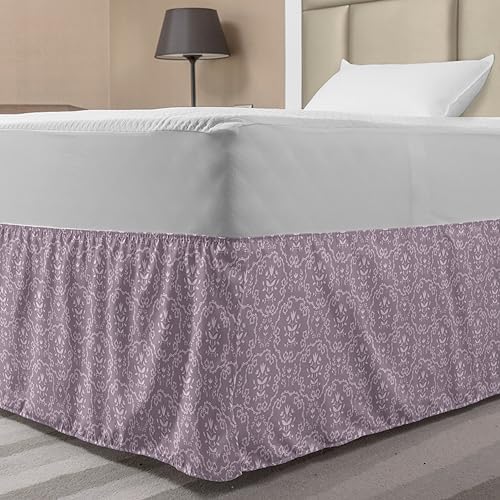 Lunarable Floral Bedskirt - TwinTwin XL Purple Grey and Pale Mauve 1