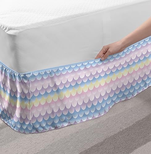 Lunarable Abstract Bed Skirt with Mermaid Tail Design