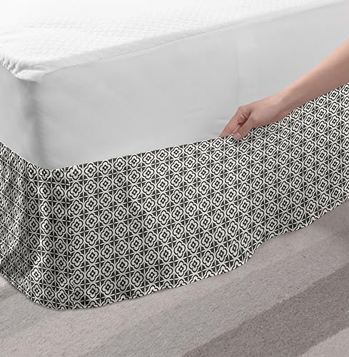 Lunarable Retro Bedskirt with Grey Coconut Design