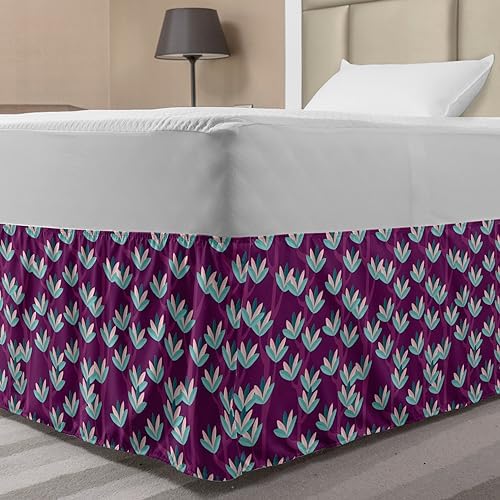 Lunarable Floral Bed Skirt - TwinTwin XL Purple Blue Teal