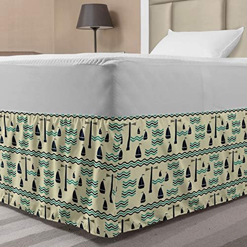 Lunarable Nautical Bed Skirt with Lighthouse Print 1