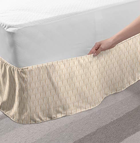 Lunarable Art Deco Bed Skirt White Ecru