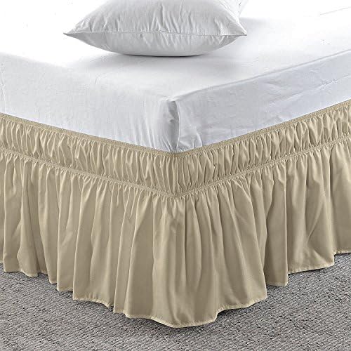 Amuze Bedding Easy Fit Elastic Bed Skirt - Taupe Queen 21 Inches