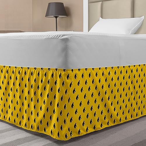 Lunarable Monkey Bedskirt TwinTwin XL Mustard Charcoal