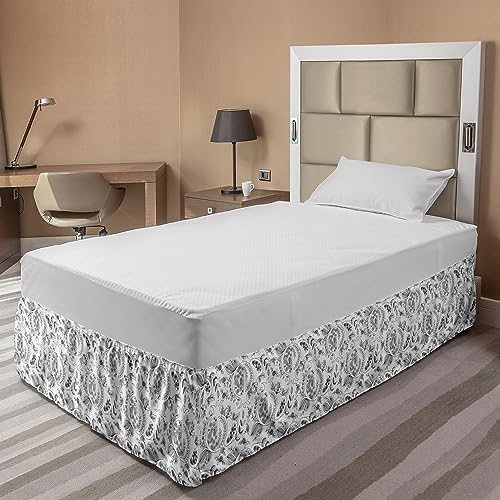 Lunarable Oriental Elastic Bed Skirt - Charcoal Grey 1