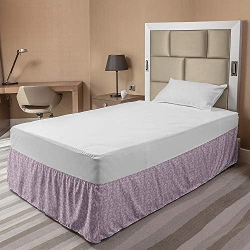 Lunarable Floral Bedskirt - TwinTwin XL Purple Grey and Pale Mauve 1