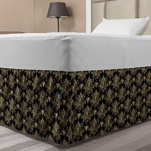 Lunarable Damask Bed Skirt Twin Twin XL 15 Inch Drop