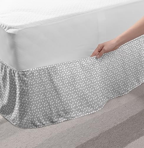 Ambesonne Abstract Bedskirt with Vintage Polka Dots