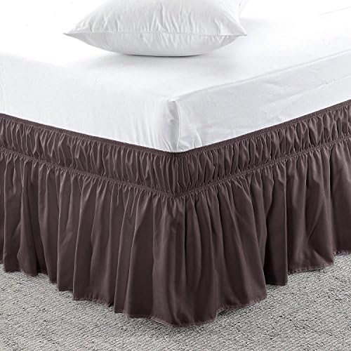 Elastic Wrap Around Ruffled Bed Skirt with Hidden Storage