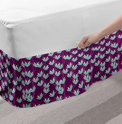 Lunarable Floral Bed Skirt - TwinTwin XL Purple Blue Teal