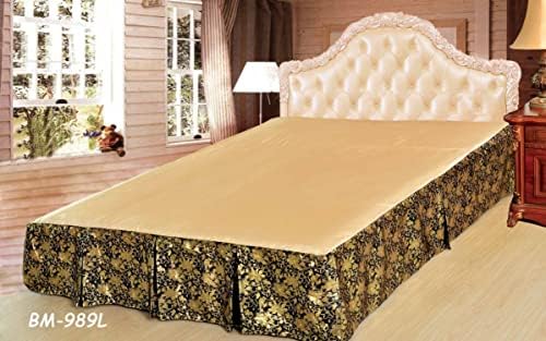 Tache Elegant Floral Golden Roses Ruffled Bed Skirt King 1