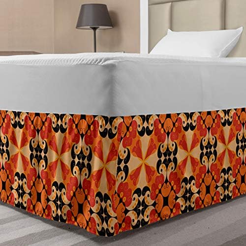 Lunarable Ethnic Bedskirt Burnt Sienna Peach 1