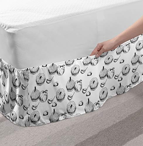 Lunarable Harvest Bed Skirt TwinTwin XL Charcoal Grey and White