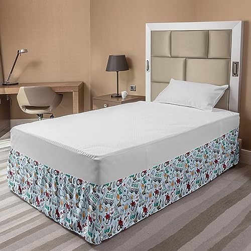 Lunarable Nurse Bed Skirt with Doctor Pattern