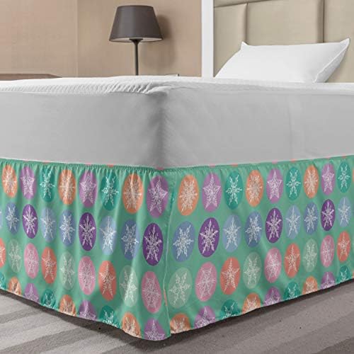 Lunarable Christmas Bed Skirt with Snowflake Pattern