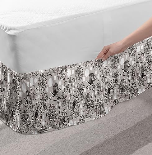 Lunarable Floral Bed Skirt with Strelitzia Print