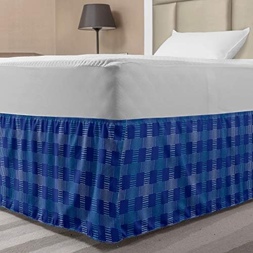 Lunarable Abstract Bed Skirt with Elastic Wrap Aqua Mesh Motif TwinTwin XL