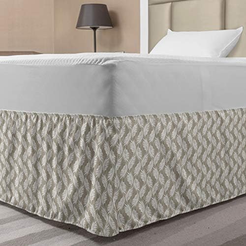 Lunarable Botanical Bed Skirt - Sepia White Twin XL 1