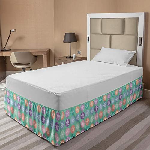 Lunarable Christmas Bed Skirt with Snowflake Pattern
