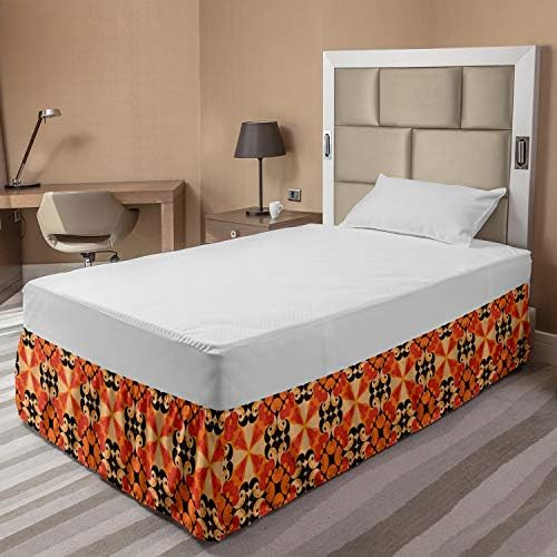 Lunarable Ethnic Bedskirt Burnt Sienna Peach 1