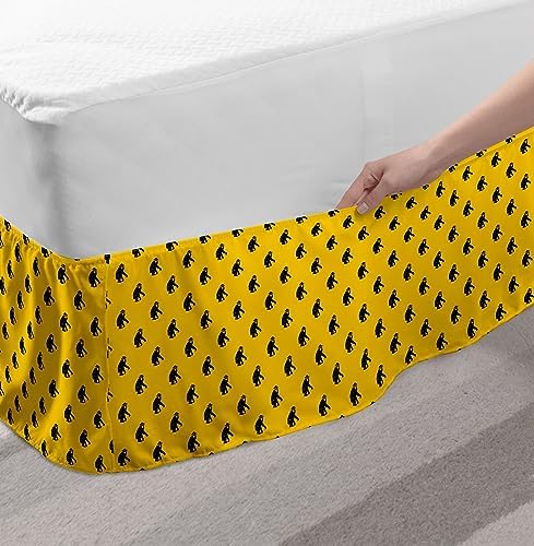 Lunarable Monkey Bedskirt TwinTwin XL Mustard Charcoal